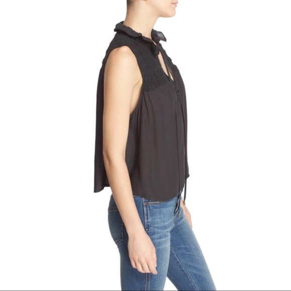 Free People Black Ruffle Me Up Top xs - Picture 2 of 10